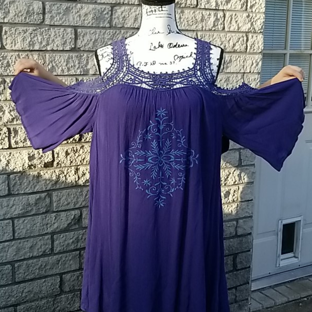 Kori America Blue Embroidered Tunic/Dress